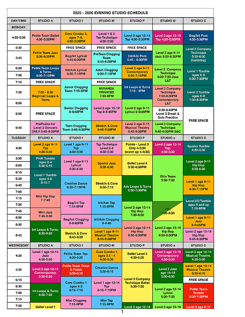 2025-2026 DANCE SCHEDULE